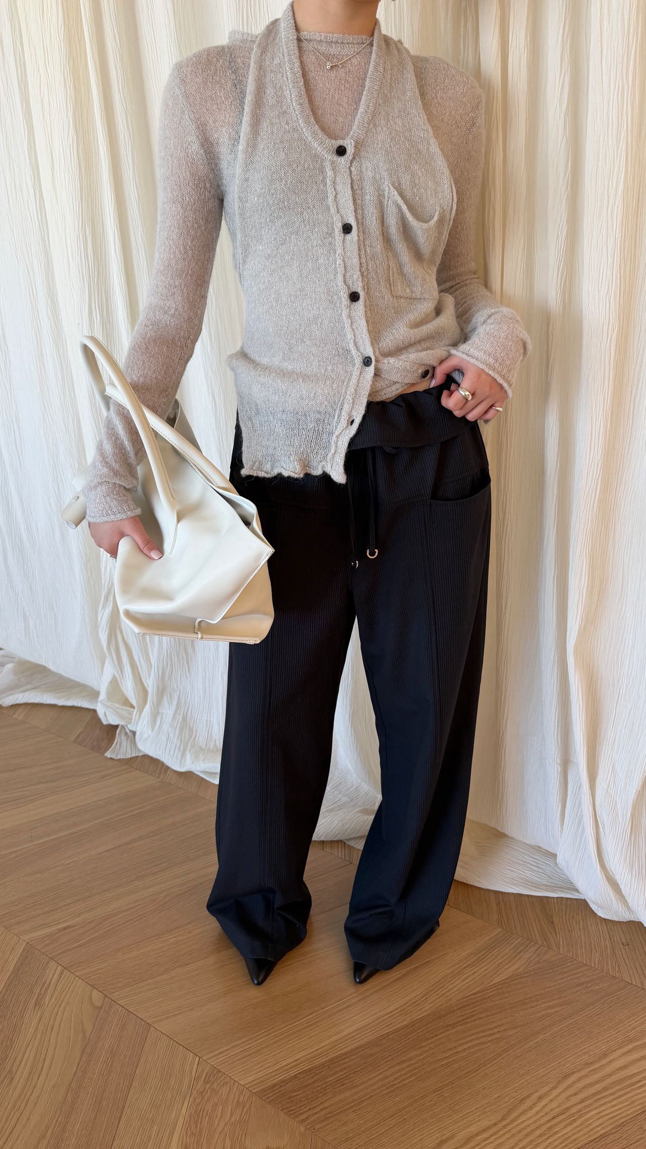 waitmore2026 весенняя новинка стильные широкие брюки с завязками и шнуровкой стройнящие универсальные повседневные женские