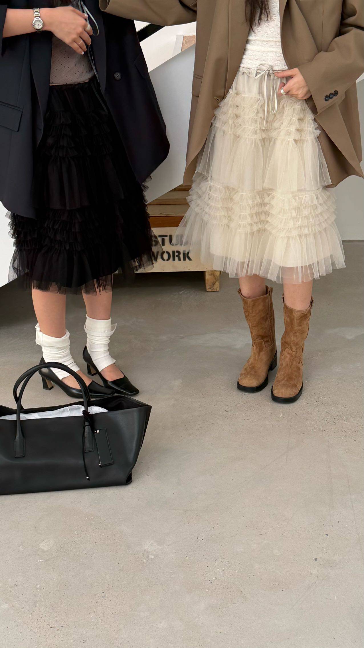 waitmore Многослойная фатиновая юбка-миди с высокой талией, весна-лето 2026