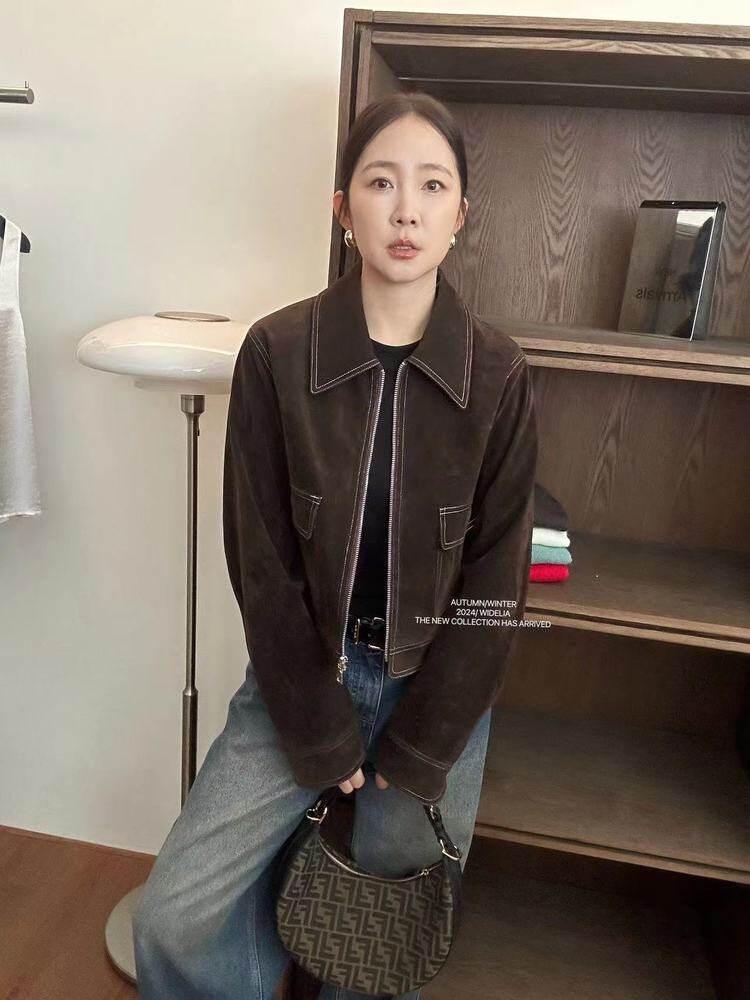 widelia жакет с отворотным воротником винтажный на молнии универсальный приталенный повседневная куртка весна-осень 2026
