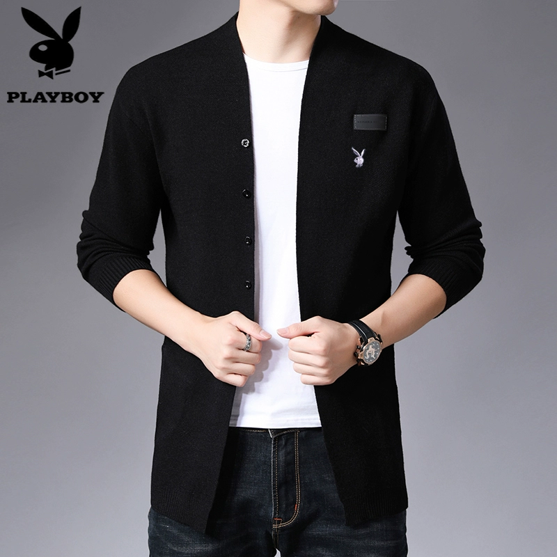 Playboy nam đan áo len áo len thanh niên mùa xuân và mùa thu áo khoác mỏng Slim áo khoác nam Hàn Quốc - Cardigan