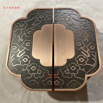 Carved Xiangyun bronze handle glass door handle luxury villa door wooden door large handle antique door handle