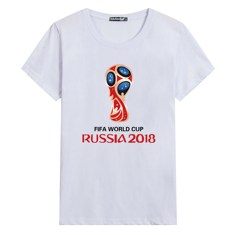 2018 World Cup t-shirt ngắn tay Nga Đức Brazil jersey đồng phục linh vật người hâm mộ bóng đá kỷ niệm áo sơ mi