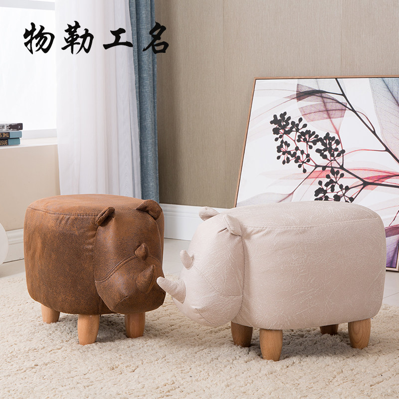 Wule work name low stool sitting pier solid wood shoe changing stool footstool personality home foot foyer white rhinoceros stool pier