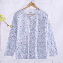 Spring and autumn mother long sleeve size pajamas middle-aged women cotton cardigan middle-aged loose home suit suit summer