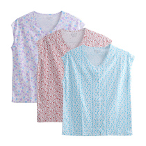 2 pieces of womens cotton cardigan short-sleeved sweatshirt middle-aged and elderly open vest old man size mother pair