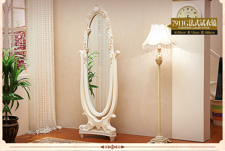 Công chúa gương dài đầy đủ phòng ngủ gương lớn váy phong cách châu Âu gương stereo lắp gương gương quần áo di động xoay nhà - Gương gương đứng
