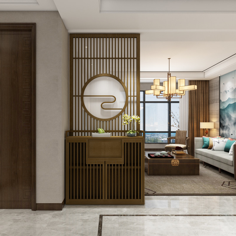 Chinese solid wood screen cabinet partition decoration living room Hotel entrance entrance cabinet Feng Shui brake modern custom seat screen
