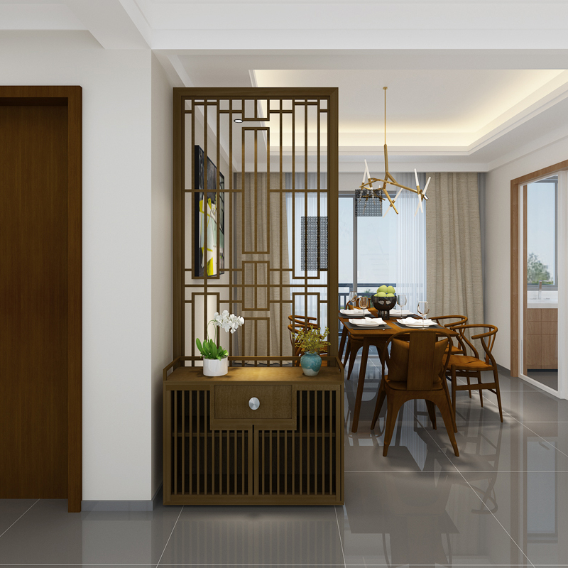 New Chinese solid wood screen partition cabinet Living room entrance Feng Shui simple modern decorative seat screen custom fence