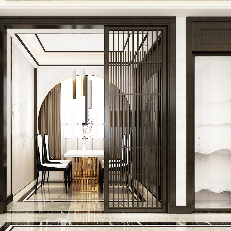 Hotel entrance barrier brake Small apartment door screen Partition decoration Living room Modern new Chinese solid wood hollow screen