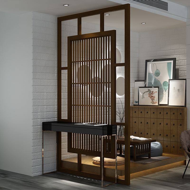 New Chinese style Solid Wood Hollow screen porch partition decoration Living Room restaurant modern simple fence seat screen customization