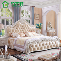 European bed princess bed double bed master bedroom white bed and Hua carved high Box storage bed ribs bed