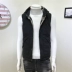 Mùa thu đông mới vest nam phiên bản Hàn Quốc theo xu hướng hai bên mặc áo không tay cotton kẻ sọc kẻ sọc xuống cotton áo khoác blazer nam hàn quốc Áo vest cotton
