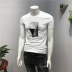 mã lớn qingcang tinh khiết bông nam nhân vật cá tính in edghes ngắn tay T-shirt Hàn Quốc phiên bản của cơ thể mòn nửa tay áo triều T-shirt. 