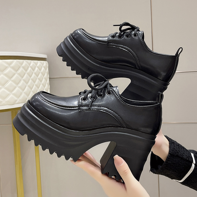 French-Style High-Heeled Shoes for Women, Black Chunky Heel British-Style Leather Shoes, 2026 Spring New Model, Height-Increasing Thick-Soled Mary Jane Shoes French-Style High-Heeled Shoes for Women, Black Chunky Heel British-Style Leather Shoes, 2026 Spring New Model, Height-Increasing Thick-Soled Mary Jane Shoes