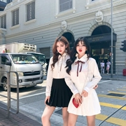 Phụ nữ mùa thu 2018 mới thời trang Hàn Quốc khí chất ve áo dài hoang dã tay áo chạm đáy áo nhỏ khoe nữ