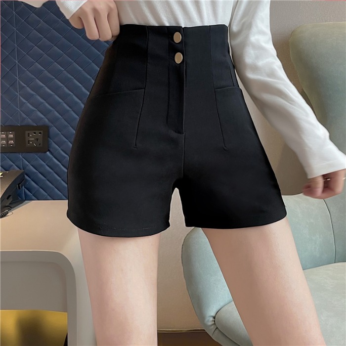 High waist shorts 2021 new fashion Korean version of all-match thin casual loose wide-legged black outer pants women