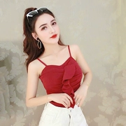 Thời trang mới mùa hè phiên bản Hàn Quốc của áo crop top ống xù một từ máy chăm sóc vai áo thun thủy triều