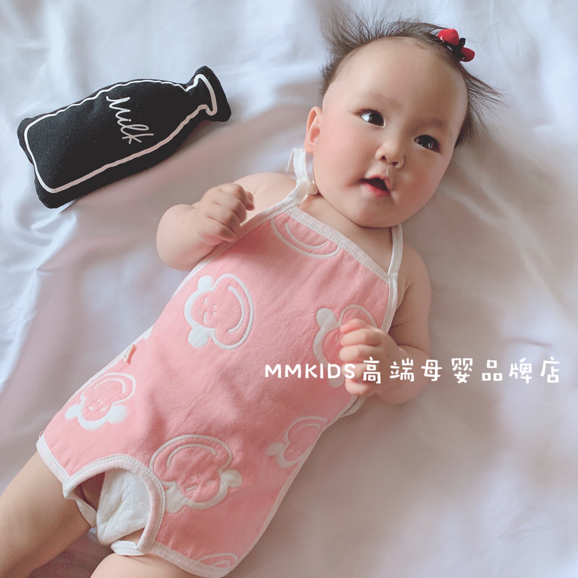 MMKIDS Magic Little Meow Pure Cotton Cotton Cloth Legs Belly pocket newborn baby baby protective belted clothes 0-1-2 year old Summer