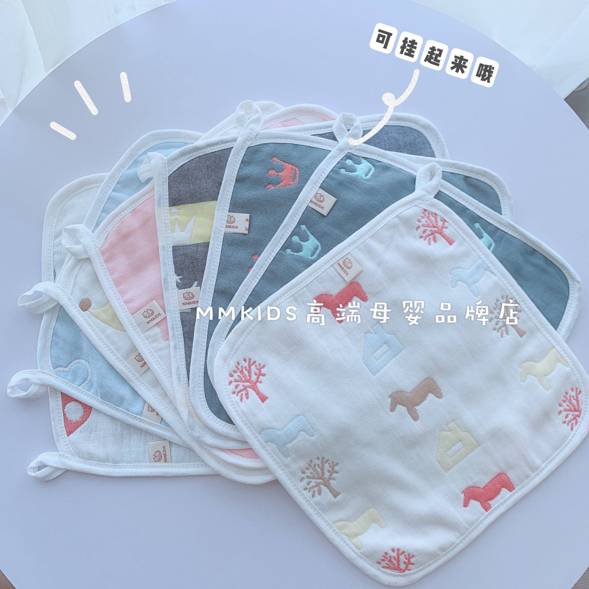 MMKIDS cotton gauze small square towel Newborn baby face bath towel saliva towel Small handkerchief single 6 layers