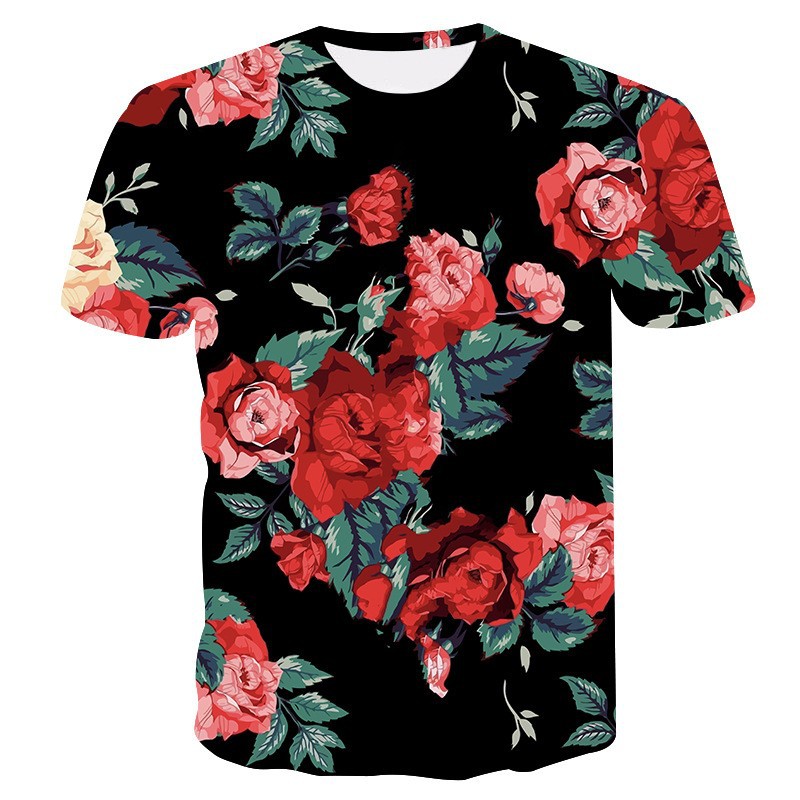 Round neck short sleeved printed T-shirt圆领短袖印花修身T-恤