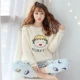 Bộ đồ ngủ mùa thu nữ dễ thương hoạt hình flannel dài tay phù hợp với phụ nữ mùa đông dày kích thước lớn áo choàng ngủ