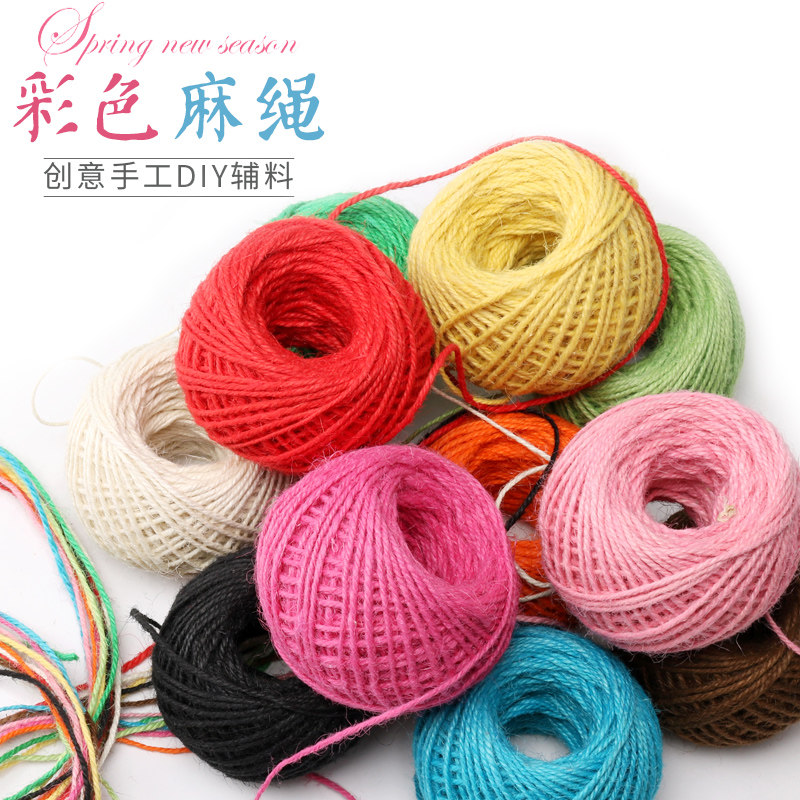 Natural colored hemp rope diy retro line decorated with linen rope children weaving rope photo hemp rope