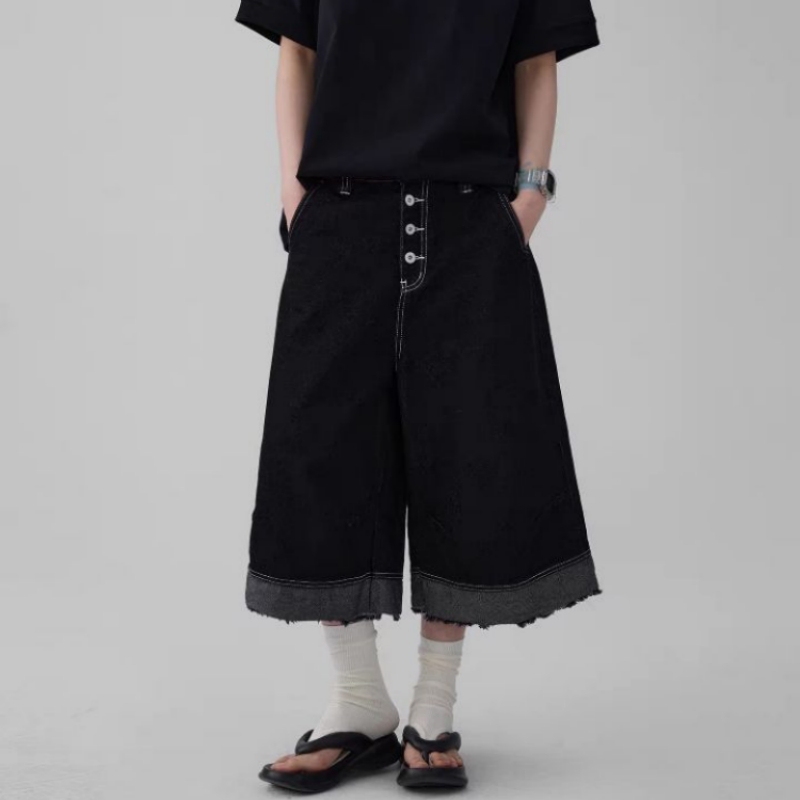 Trendy Multi-Pocket Cargo Denim Capri Pants for Men and Women, New Summer Vintage High Street Wide-Leg Casual Pants Trendy Multi-Pocket Cargo Denim Capri Pants for Men and Women, New Summer Vintage High Street Wide-Leg Casual Pants