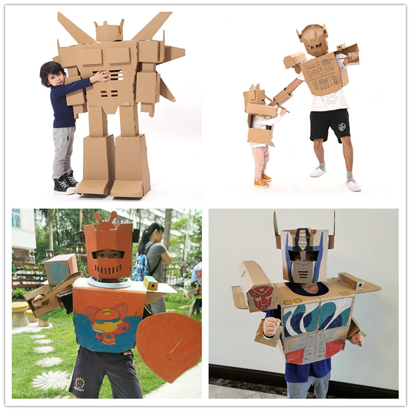 ins Wearable Carton Robot Kids Adult Cardboard Toy Kindergarten DIY Making Model Dance Floor Props