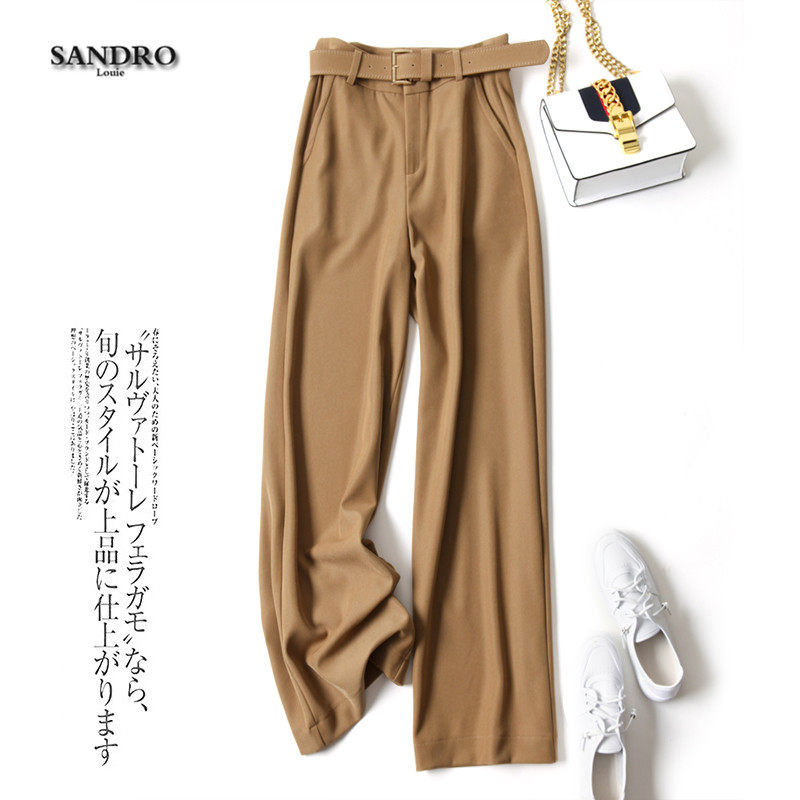 Day Faculty light extravagant pendant with high waist conspicuously slim fit pants female autumn dress with high polo style straight tube western-fitting pants tugging long pants