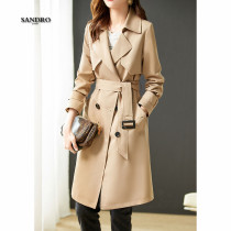 Japanese light luxury British style temperament hanging autumn new khaki windbreaker womens belt thin long coat