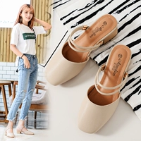 Giày nữ dịu dàng hè 2018 mới dày với lưới đỏ cát kéo bên ngoài đeo túi retro toe với sandal baotou dép quai ngang nữ
