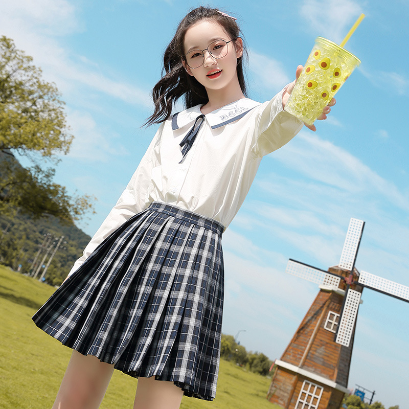 jk uniform dress copyrighted set of women long sleeve shirt full set of sweet and beautiful maiden plexeme skirts secondary school students autumn dress women's suit