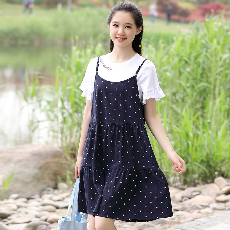 Summer suit 11 adolescent girls 12 Great children 13 14 14 High School 15 Junior High School students 16-year harnesses Two-style foreign dress