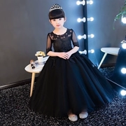 Đầm trẻ em váy công chúa váy cô gái lông đen lưới trong trang phục piano trẻ em lớn trang phục dạ hội mùa thu