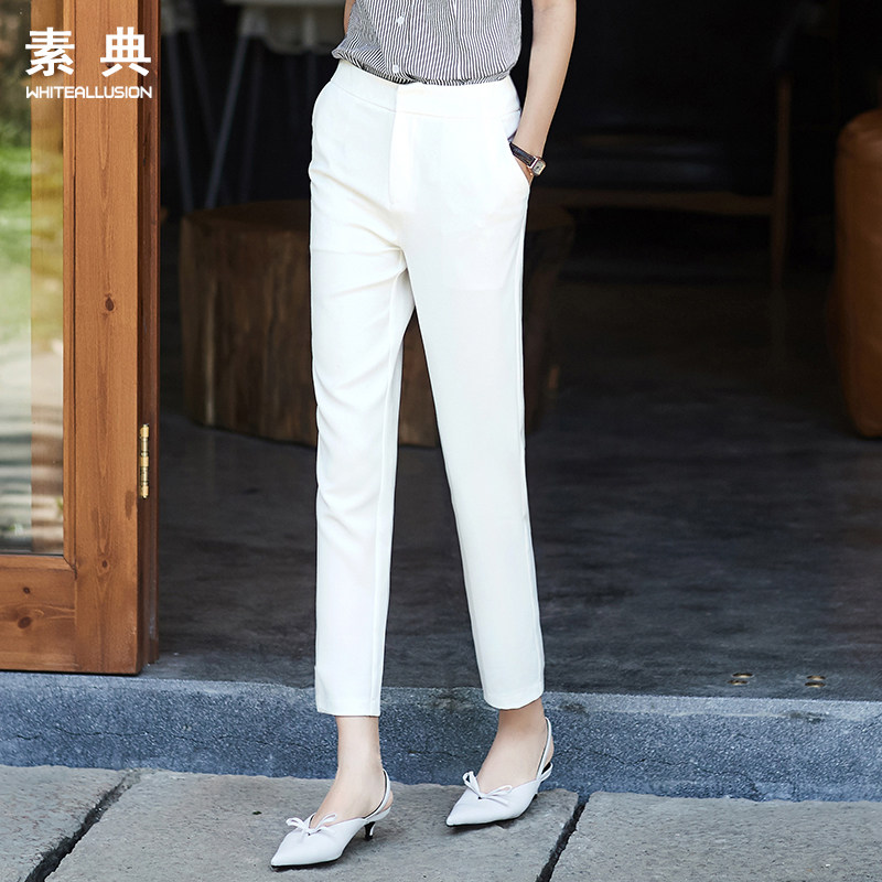 2022 spring autumn new display slim fit 90% pants woman slim fit straight tube Smoke Tubes Pants Commute White Western Pants Casual Pants