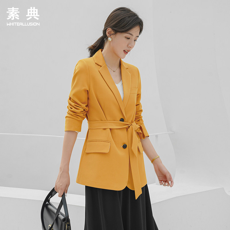 Blazer women 2021 spring and autumn new small suit women Korean version of loose temperament strap casual suit jacket