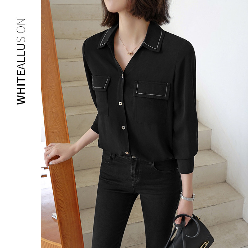 Shirt Woman Design Sensation Small Crowdsourced Snow-spinning Shirt 2022 Spring Autumn Dress New Temperament Long Sleeve Professional Blouse