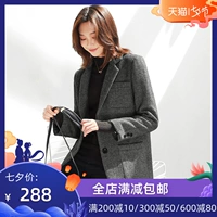 Áo khoác len nữ dài phần phiên bản Hàn Quốc 2018 mới mùa đông dày họa tiết xương cá phổ biến áo khoác len nữ phổ biến - Accentuated eo áo áo măng tô ngắn cho nữ