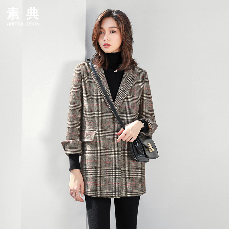 What about the new 2021 autumn and winter popular Korean version of the smaller sub medium long version of the plaid woolen jacket woman?