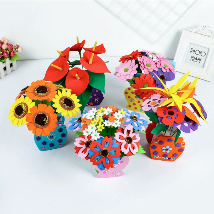 Cut-free EVA inlaid drilling flower pot Children DIY handmade potted creative festival potted material bag