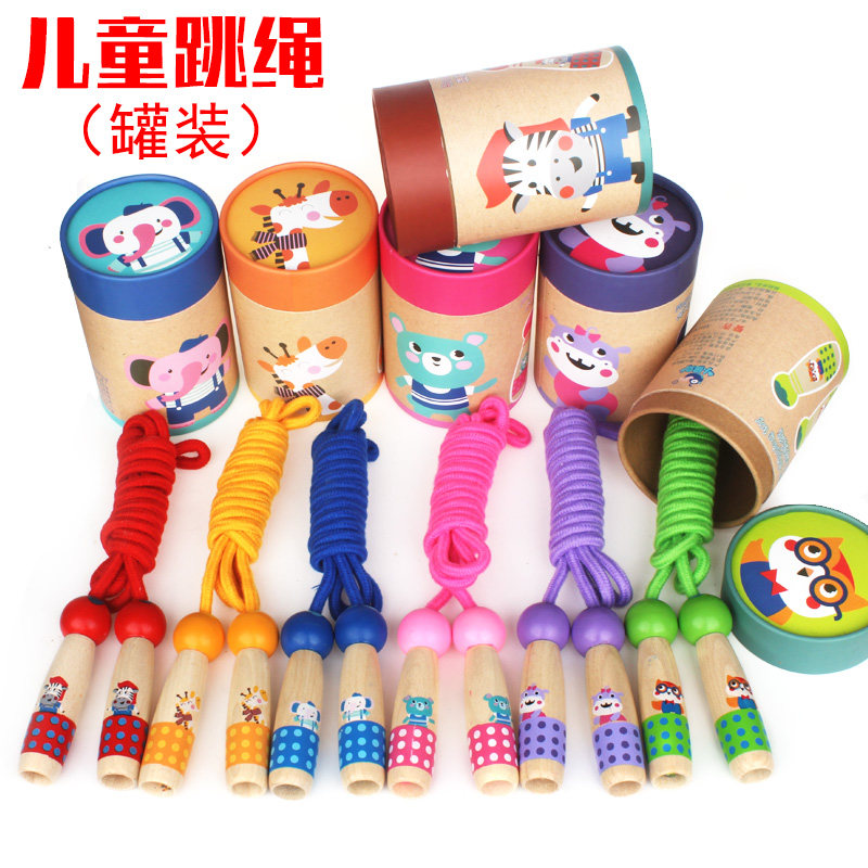 Jump rope Children wooden primary school sports beginning boys and girls jump rope kindergarten adjustable