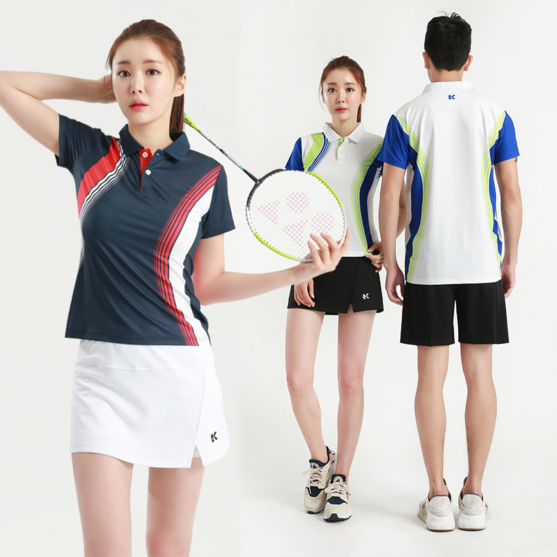 2021 summer breathable badminton suit sports suit men's and women's lapel quick-drying table tennis polo shirt team uniform customization