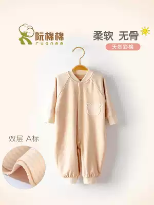 Baby clothes spring and autumn cotton double colored cotton climbing clothes newborn full moon clothes newborn baby pajamas baby jumpsuit
