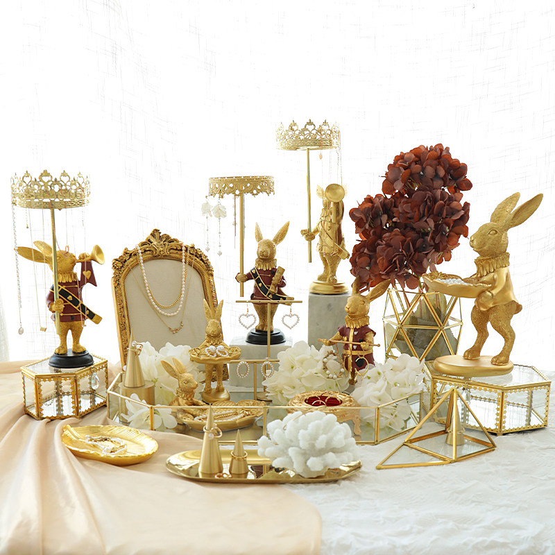 Jewelry display shooting props creative giftsRabbit earrings necklace necklace jewelry display shelves female cosmetics collection box