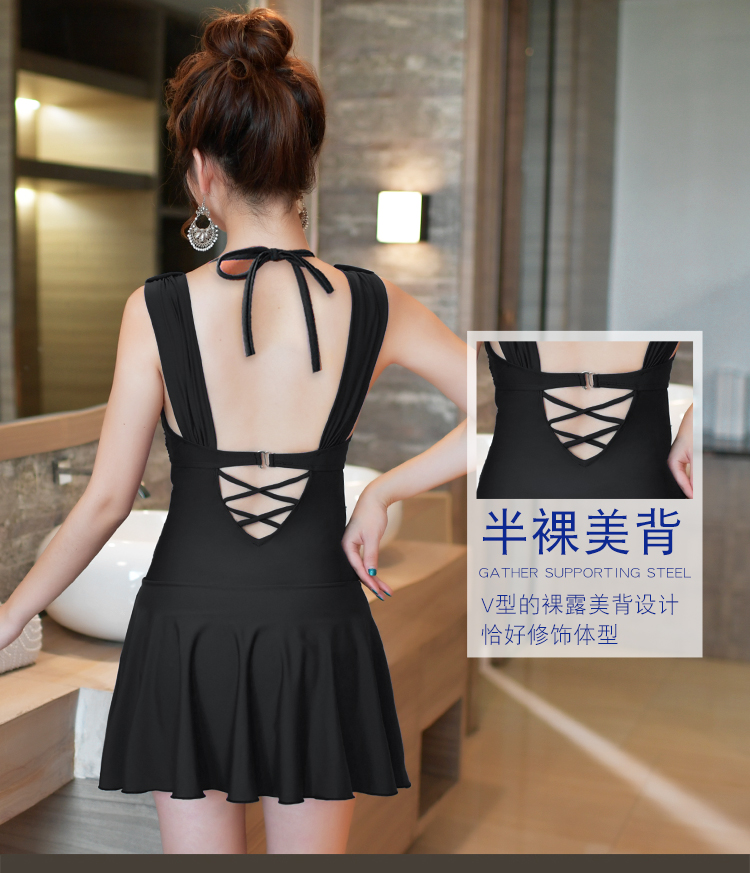Bạn bơi áo tắm bảo thủ bụng nhỏ ngực nhỏ đã gầy tập hợp thép tấm một mảnh kiểu váy cỡ lớn đồ bơi nữ gợi cảm - Bộ đồ bơi One Piece đồ bơi liền thân cho bé trai