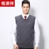 Áo len nam Hengyuanxiang đầu len vest mùa thu mới vest vai đan vest trung niên áo len cổ chữ V áo vest nam hàn quốc Dệt kim Vest