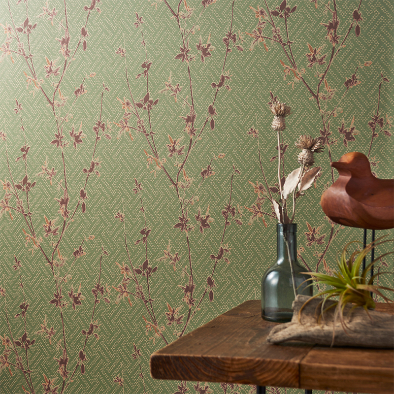 Japan imports pure paper wallpaper Japanese rice yellow light purple flower bedroom SW-2067 wallpaper by rice