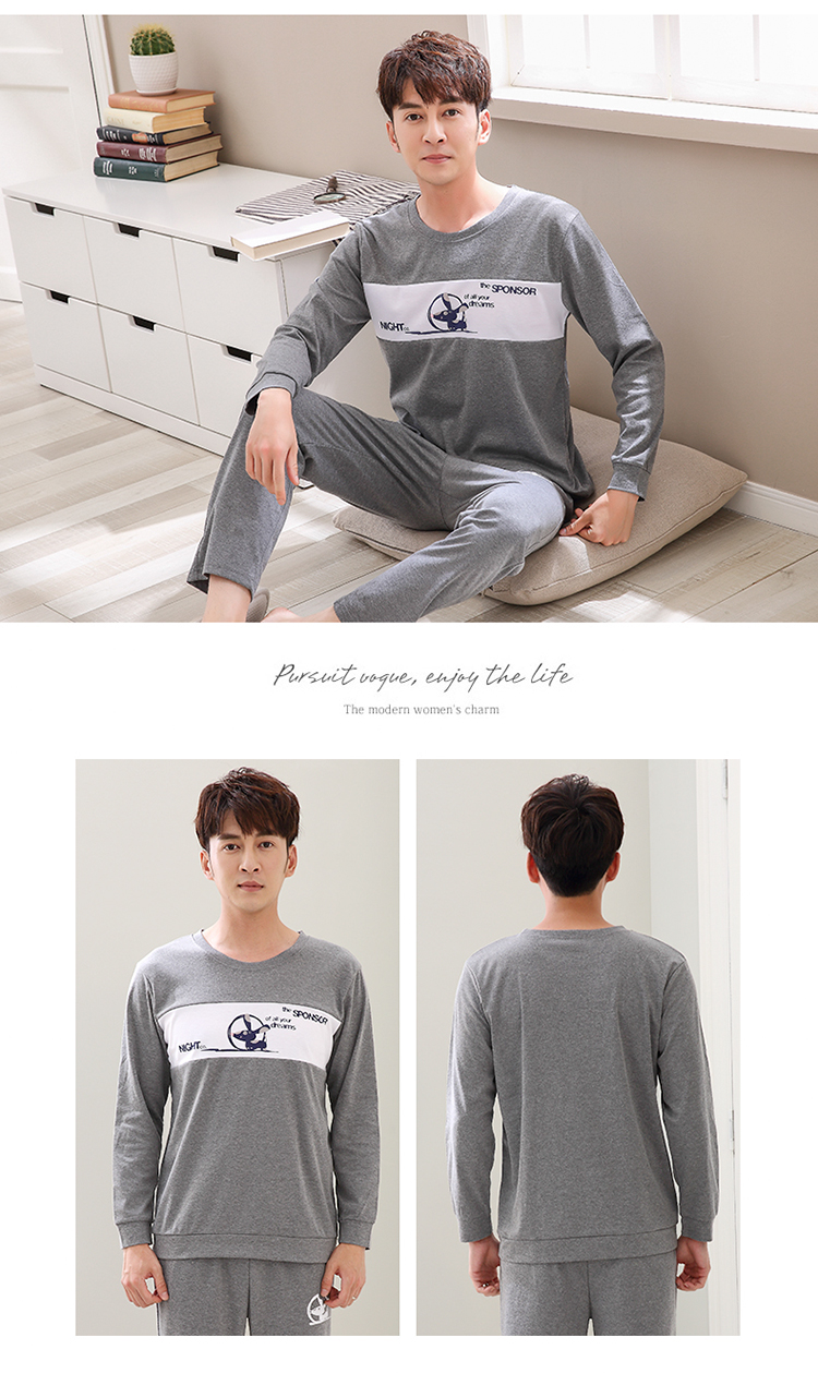 Bộ đồ ngủ mùa xuân và mùa thu tay dài cotton cotton Đồ ngủ nam mùa đông thanh niên dịch vụ nhà có thể mặc bộ đồ thể thao đồ bộ