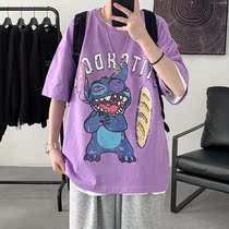 Purple short-sleeved t-shirt mens ins tide brand Europe and the United States high street couple half-sleeved top summer oversize five-point sleeve thin