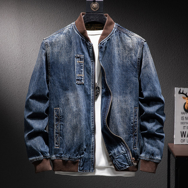 Spring and autumn stand collar loose denim jacket